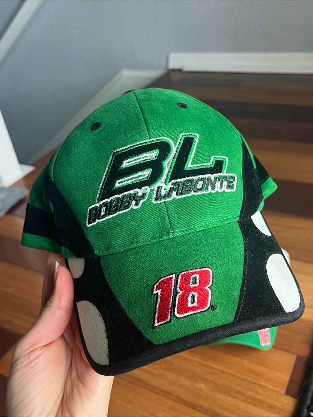 Vintage NASCAR Racing Bobby Labonte #18 Green Racing Hat
